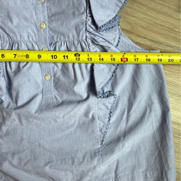 J.Crew Blue Eyelet Ruffle Sleeve Top Size 6 cotton - Picture 6 of 7